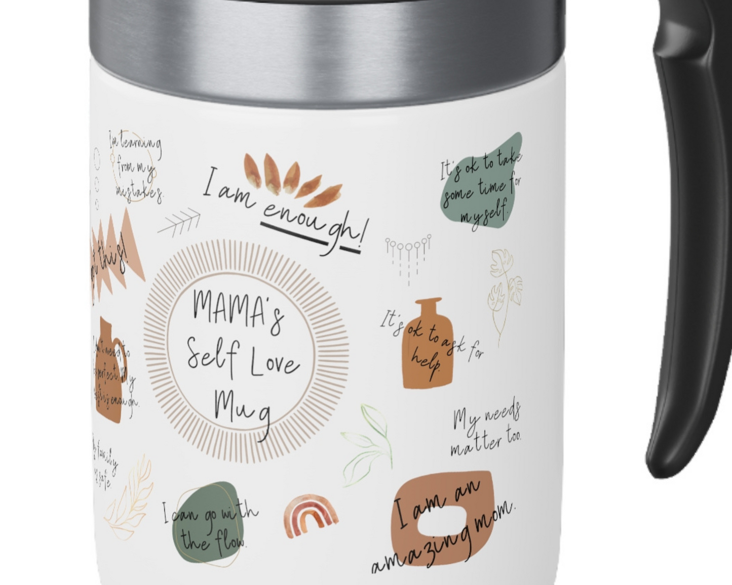 Mama's Affirmation Travel Mug | Mom's Self Love Mug | Boho Mom Coffee Mug | Stainless Steel Travel Mug