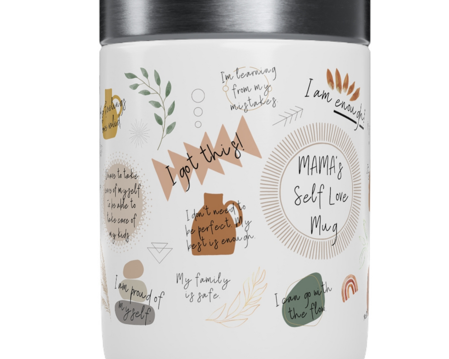 Mama's Affirmation Travel Mug | Mom's Self Love Mug | Boho Mom Coffee Mug | Stainless Steel Travel Mug