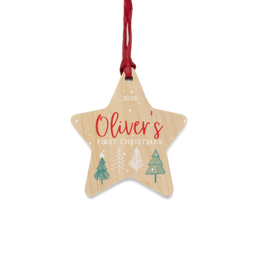 Baby's First Christmas Ornament | Personalized Baby Ornament | Wooden Ornament | Christmas Trees