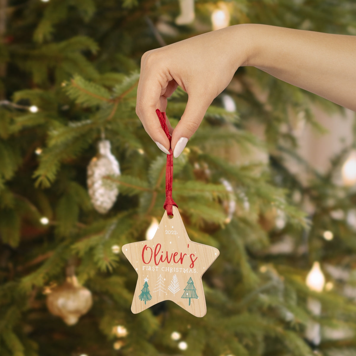 Baby's First Christmas Ornament | Personalized Baby Ornament | Wooden Ornament | Christmas Trees