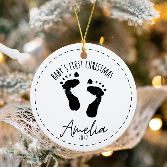 Baby's First Christmas Ornament | Personalized Baby Ornament | Ceramic Ornament | Welcome Baby 2022