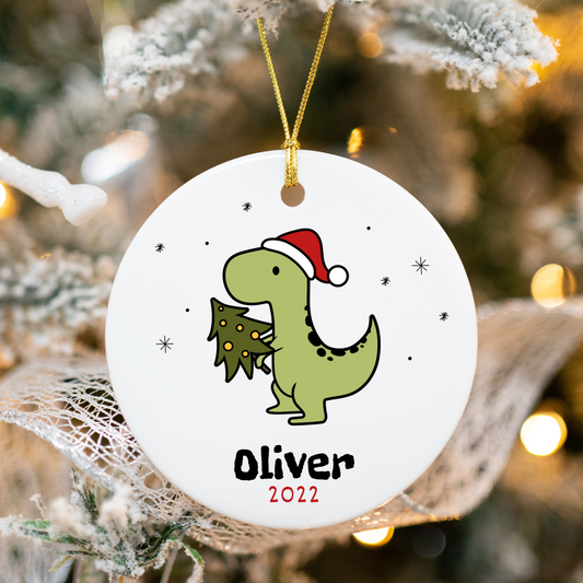 Kids' Personalized Christmas Ornament | Christmas Dinosaur Ornament