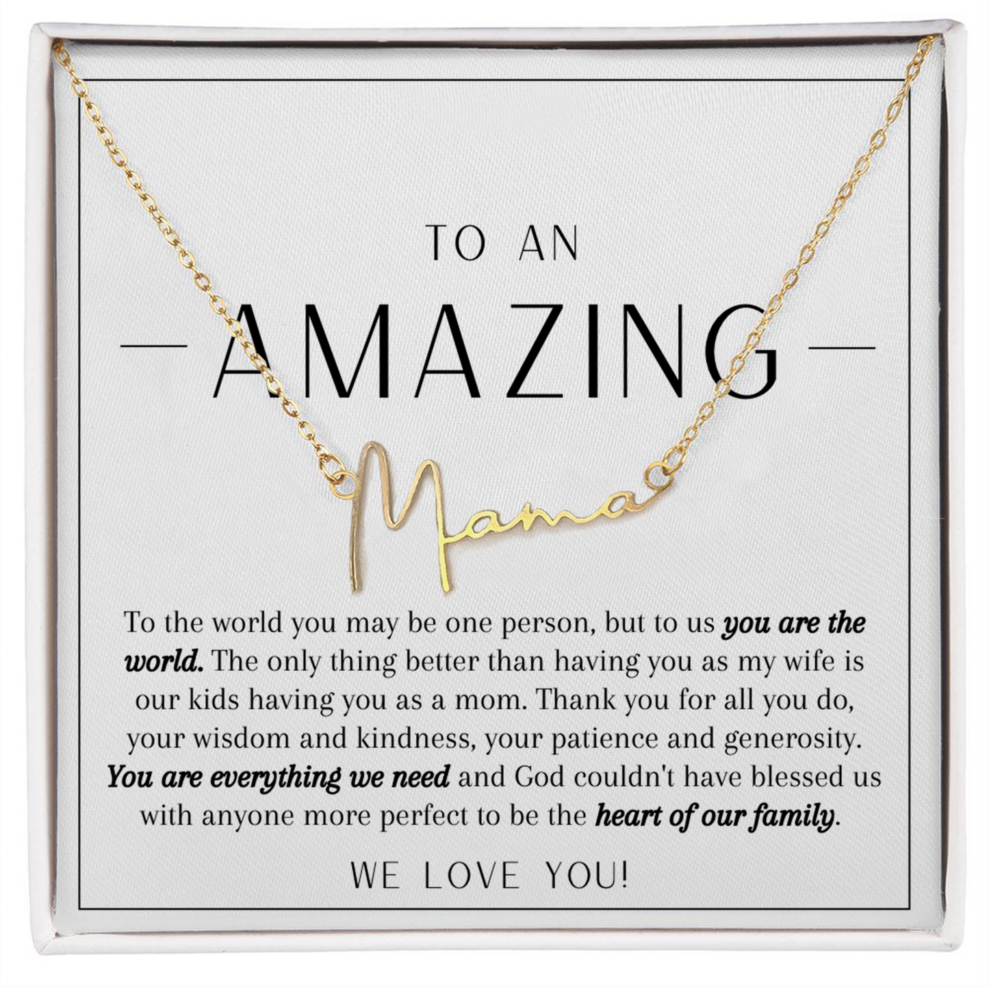 To an Amazing Mama - From Husband | You are the Heart of Our Family | Mama Necklace