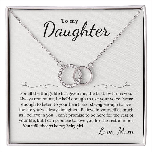 To Daughter, Love Mom | Bold Brave Strong | Perfect Pair Necklace