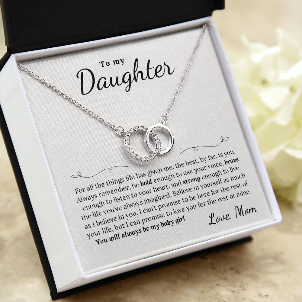 To Daughter, Love Mom | Bold Brave Strong | Perfect Pair Necklace