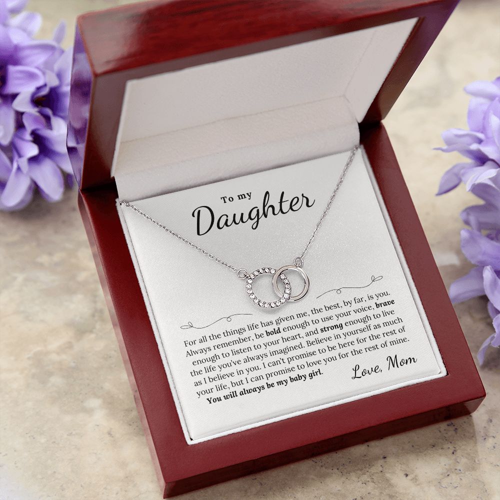 To Daughter, Love Mom | Bold Brave Strong | Perfect Pair Necklace