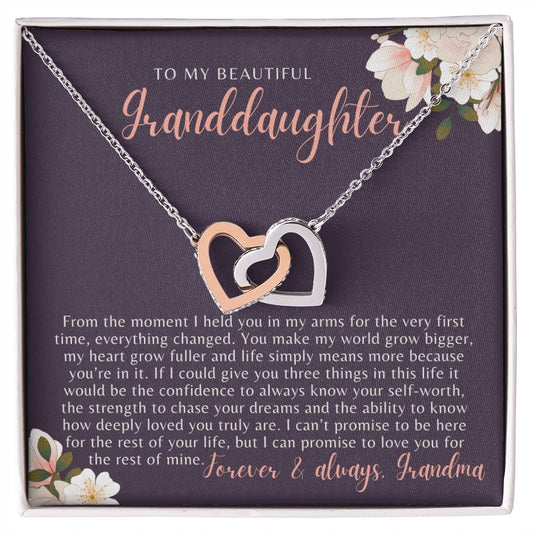 granddaughter necklace, gift for granddaughter, granddaughter gift, to granddaughter from grandma, heart necklace, I'll love you for the rest of my life