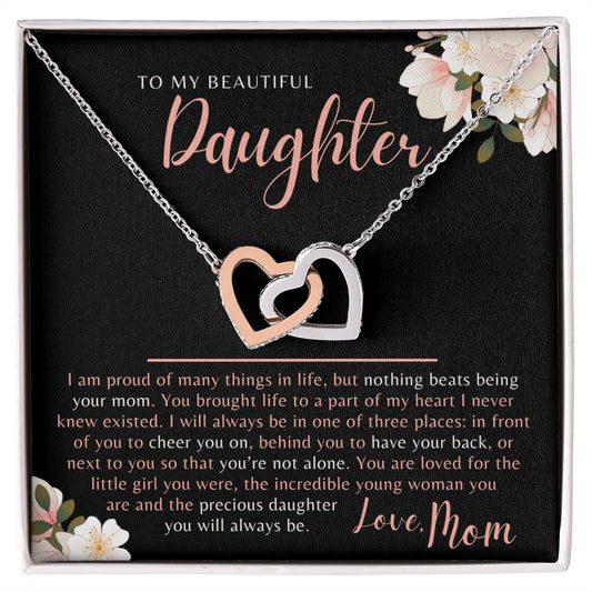 gift for daughter, daughter necklace, graduation gift, wedding gift, birthday present, to daughter from mom, hearts necklace