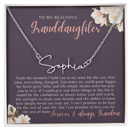 granddaughter necklace, granddaughter gift, from grandmother, from grandma, name necklace