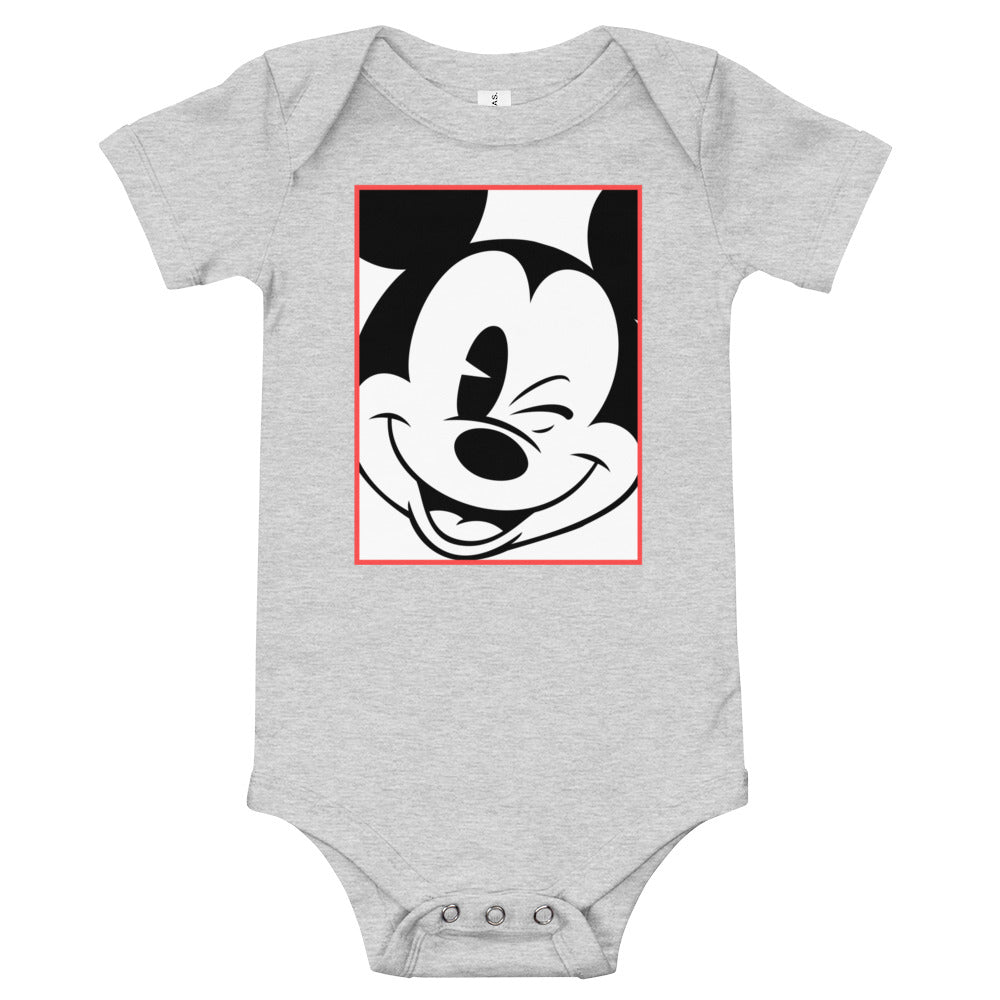 Winking Mickey Organic Short Sleeve Baby Onesie | Mickey Mouse | Disney Baby | Disney World | Magic Kingdom | Disneyland