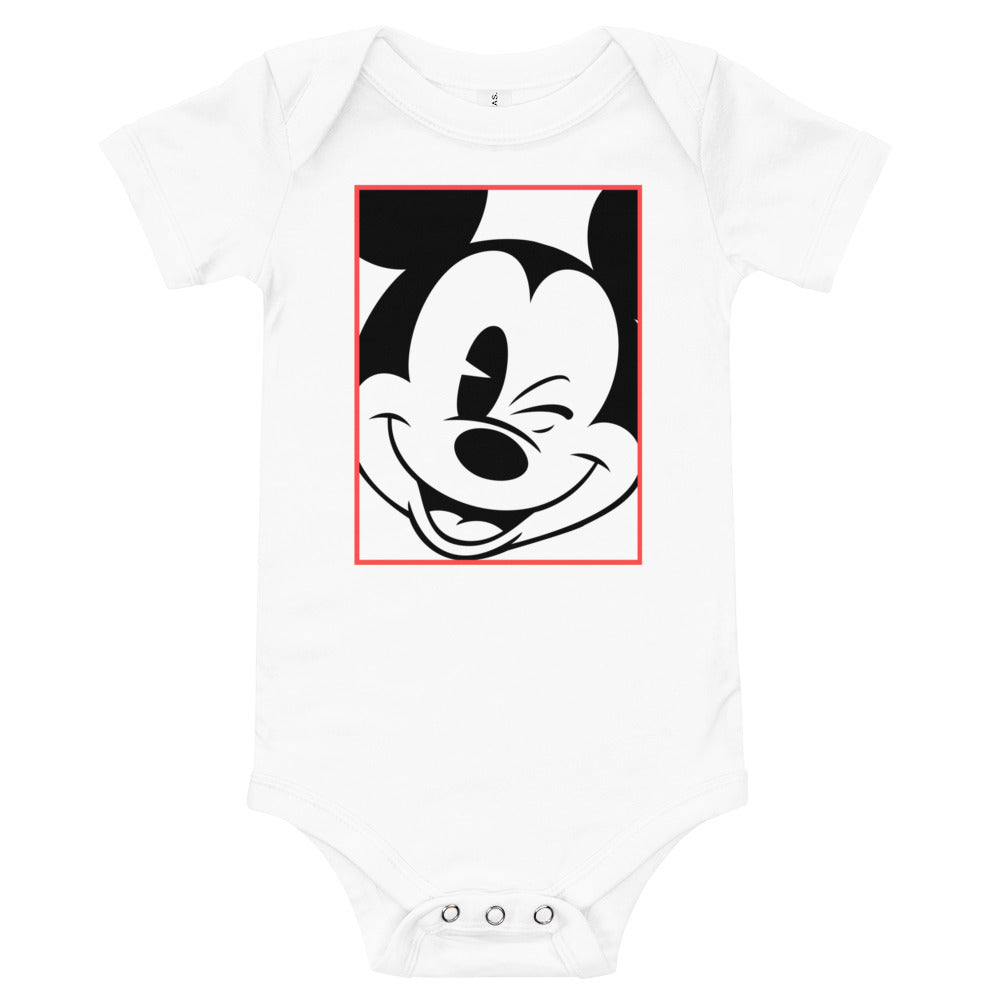 Winking Mickey Organic Short Sleeve Baby Onesie | Mickey Mouse | Disney Baby | Disney World | Magic Kingdom | Disneyland