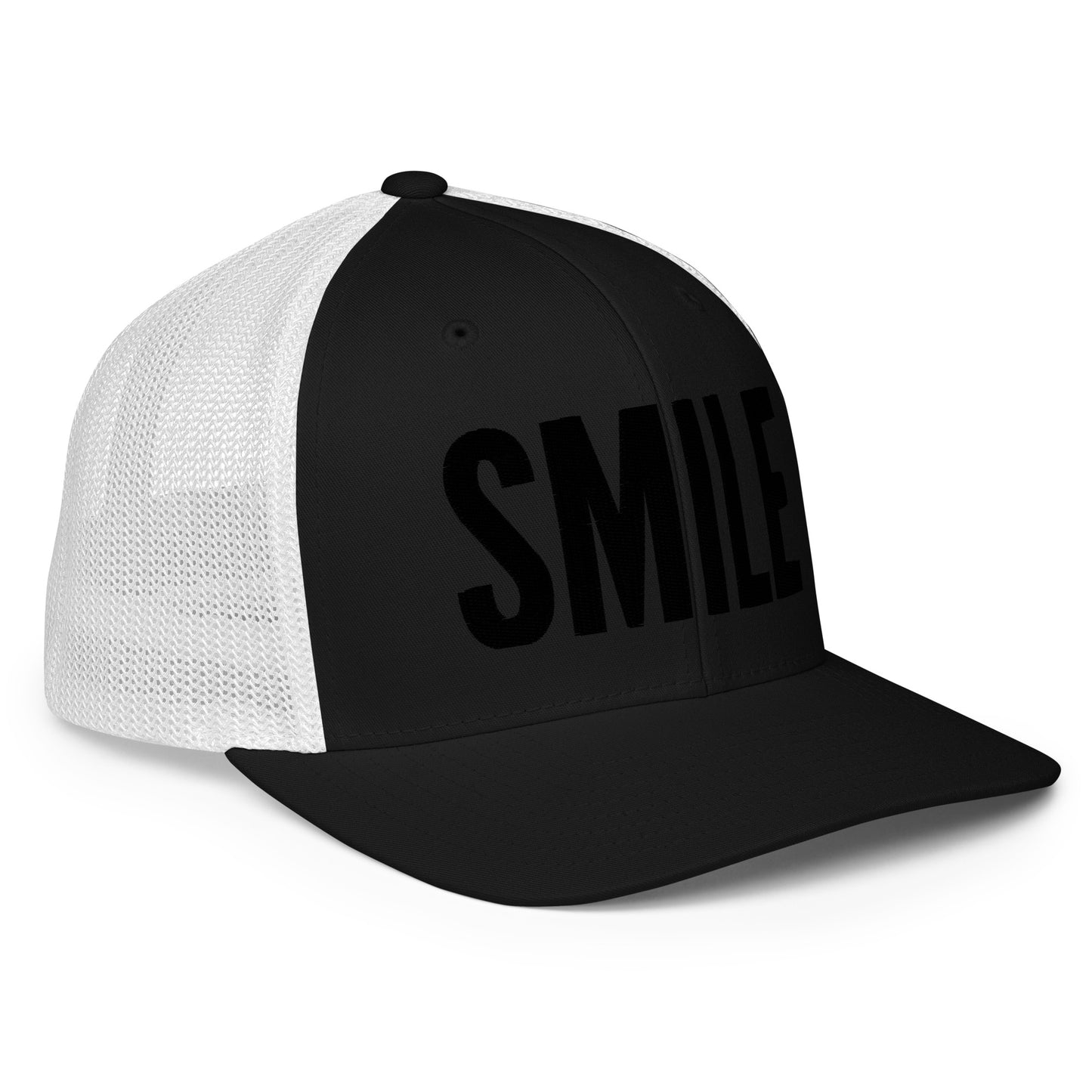 Fitted "Smile" Embroidered Trucker Hat