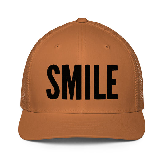 Fitted "Smile" Embroidered Trucker Hat