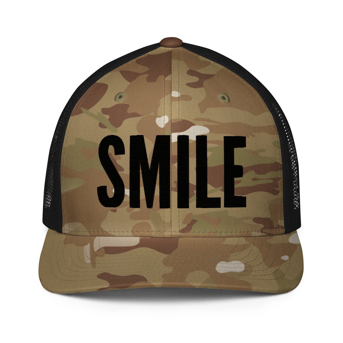 Fitted "Smile" Embroidered Trucker Hat