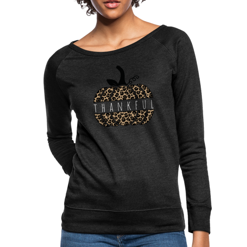 Thankful Split Pumpkin Women’s Boatneck Sweatshirt - heather black