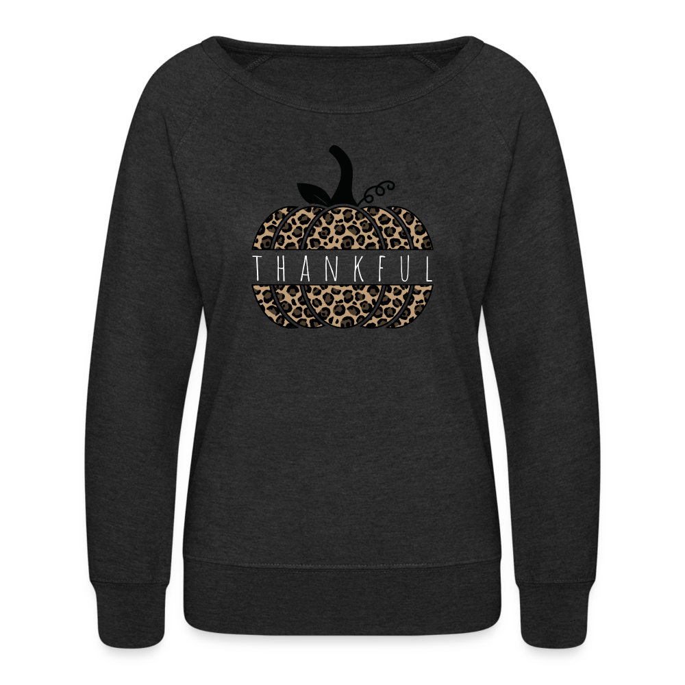 Thankful Split Pumpkin Women’s Boatneck Sweatshirt - heather black