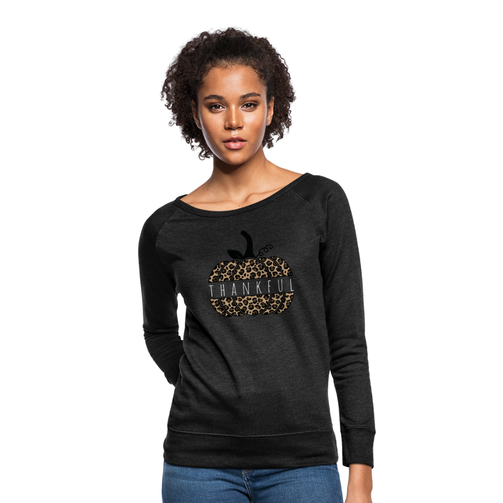 Thankful Split Pumpkin Women’s Boatneck Sweatshirt - heather black