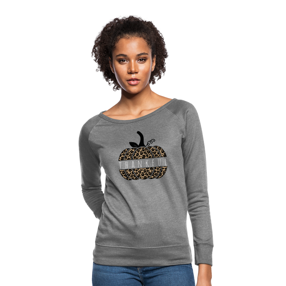 Thankful Split Pumpkin Women’s Boatneck Sweatshirt - heather gray