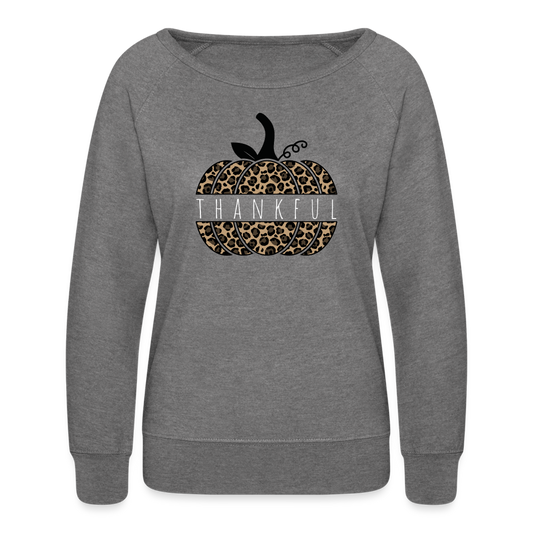 Thankful Split Pumpkin Women’s Boatneck Sweatshirt - heather gray