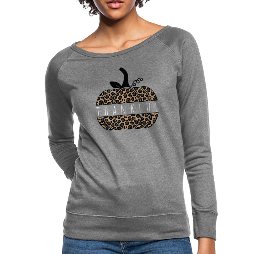 Thankful Split Pumpkin Women’s Boatneck Sweatshirt - heather gray