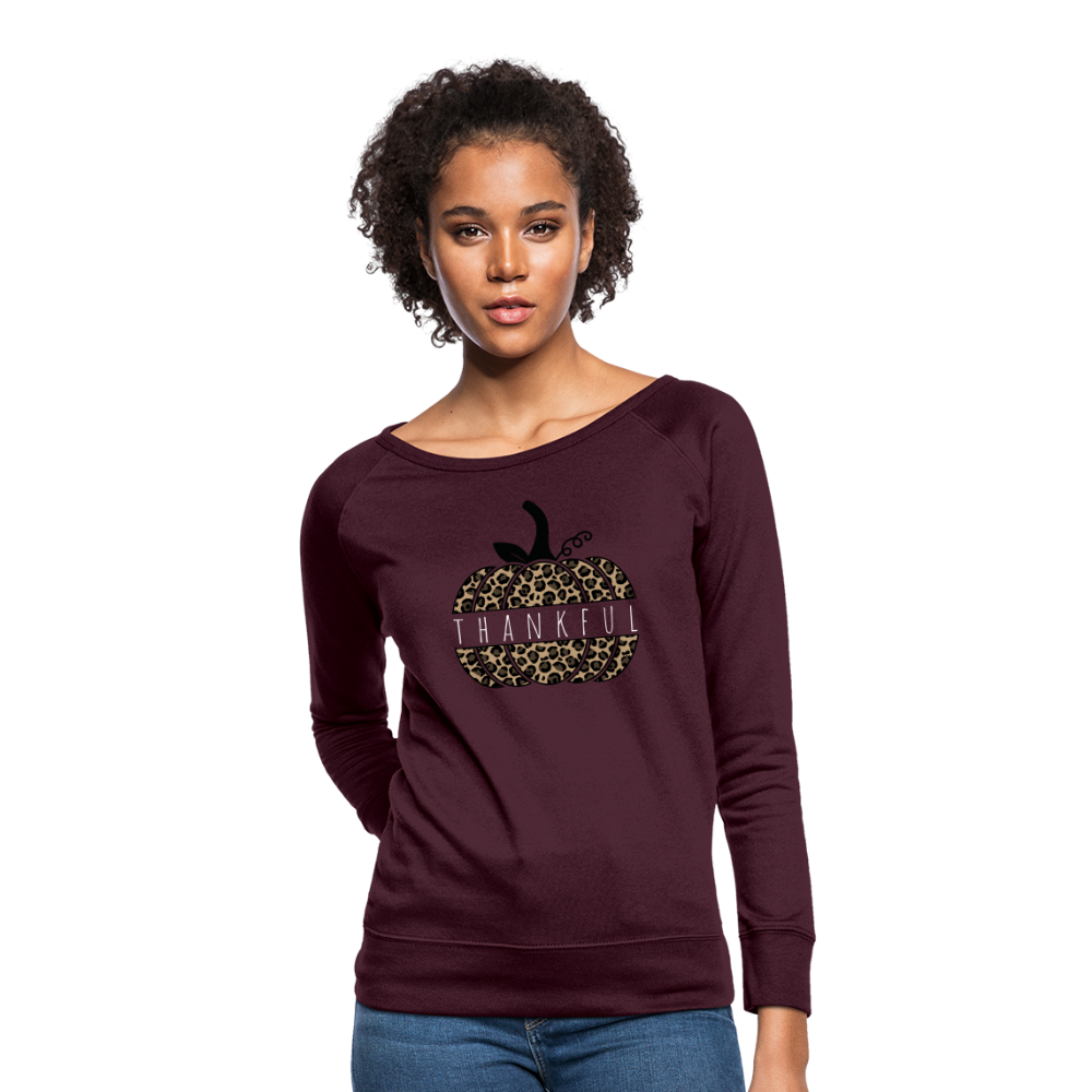 Thankful Split Pumpkin Women’s Boatneck Sweatshirt - plum