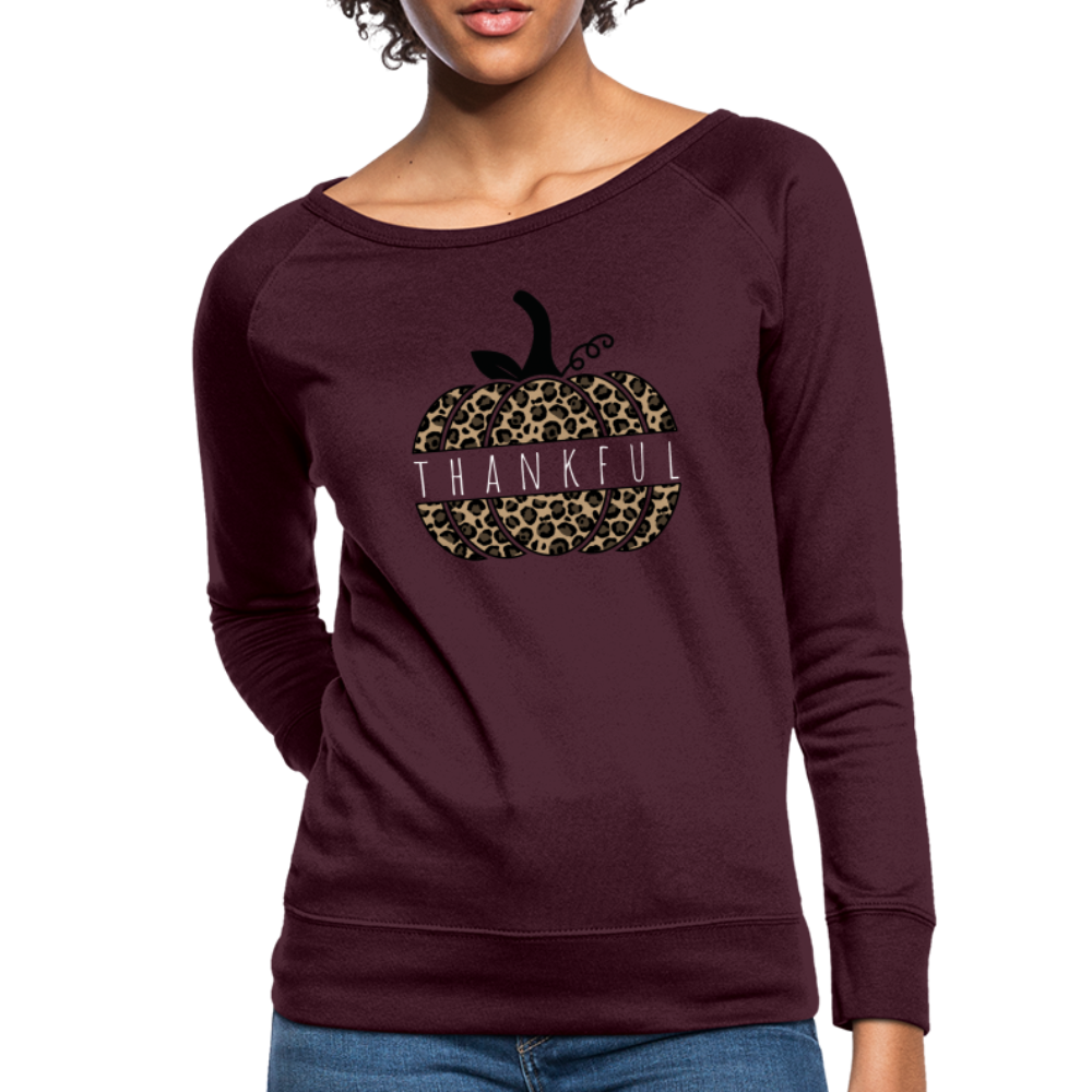 Thankful Split Pumpkin Women’s Boatneck Sweatshirt - plum