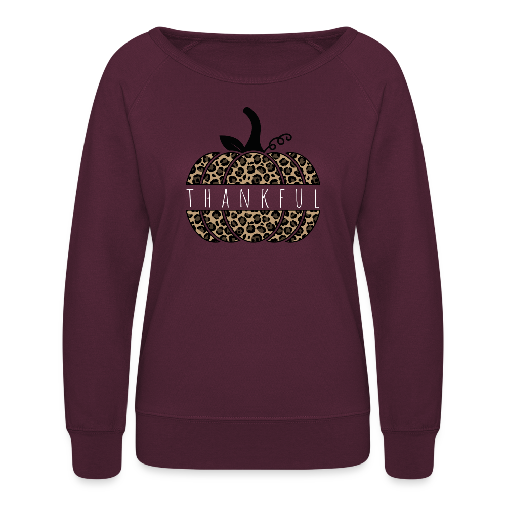 Thankful Split Pumpkin Women’s Boatneck Sweatshirt - plum