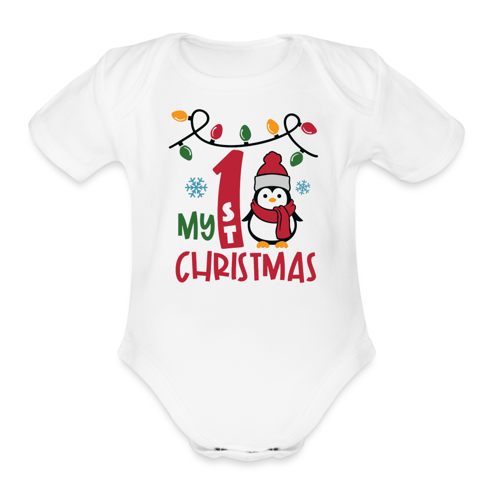 Baby's First Christmas Organic Short Sleeve Onesie - white