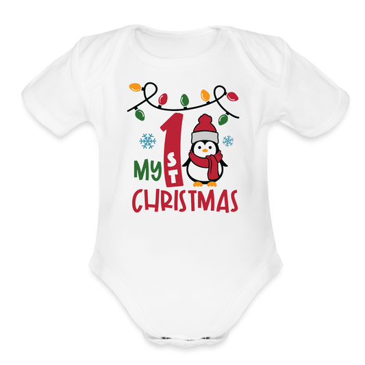 Baby's First Christmas Organic Short Sleeve Onesie - white