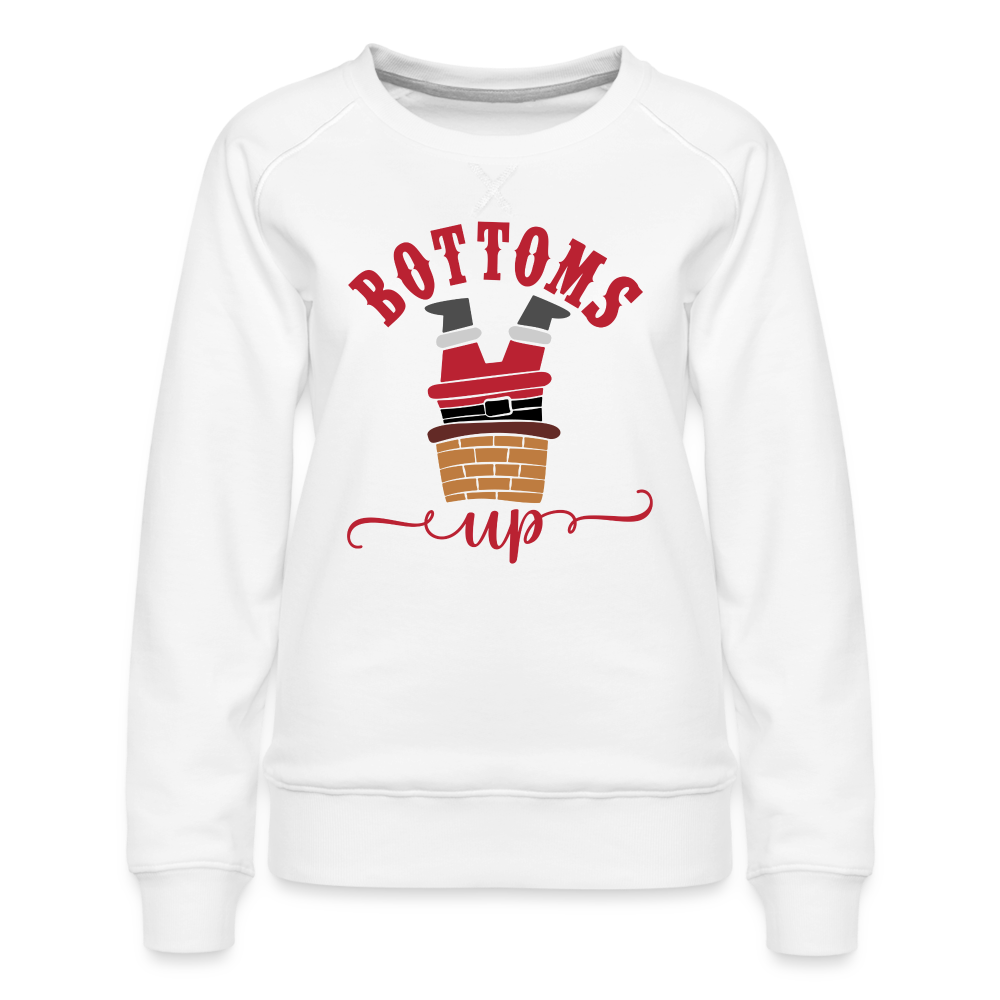 Bottom's Up Santa Women’s Premium Sweatshirt - white