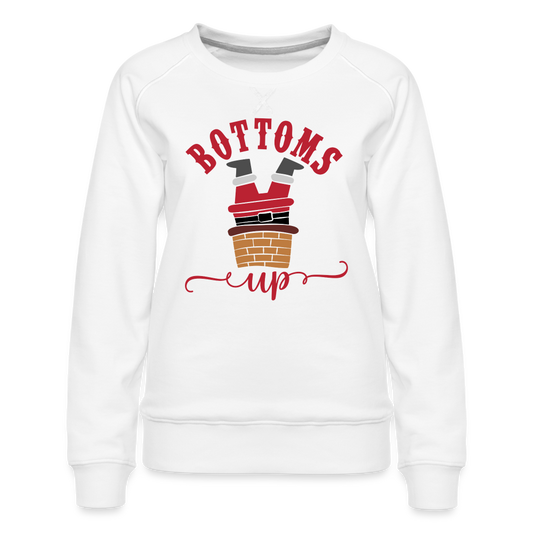 Bottom's Up Santa Women’s Premium Sweatshirt - white