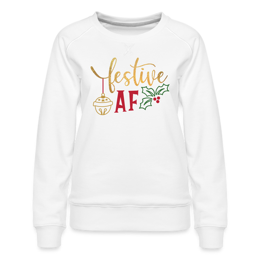 Festive AF | Faux Glitter Christmas Sweatshirt - white