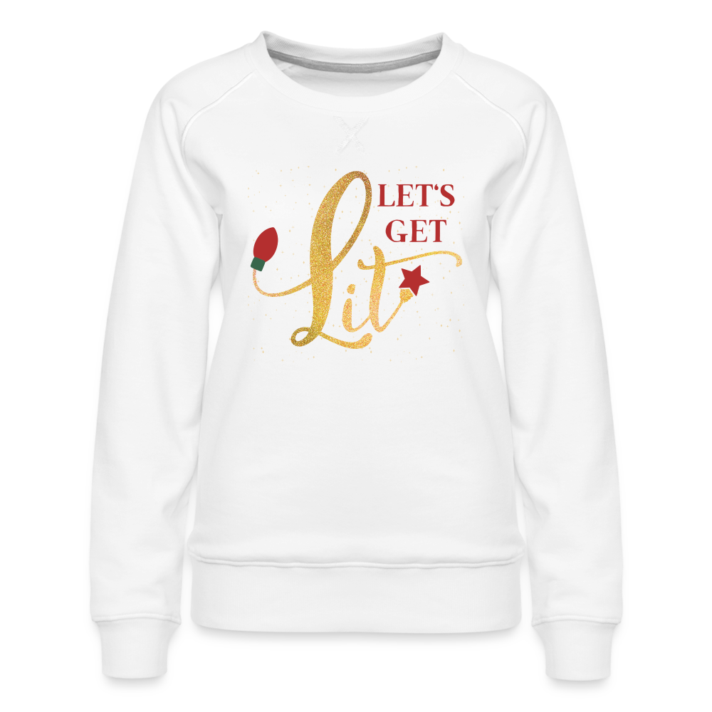 Let's Get Lit | Faux Glitter | Christmas Sweatshirt - white